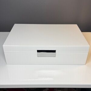 Addison Ross White Lacquer Box with Silver Accent, Unused, no box